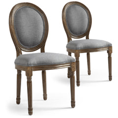 Lot de 2 chaises de style, chaises Louis XVI tissu gris clair