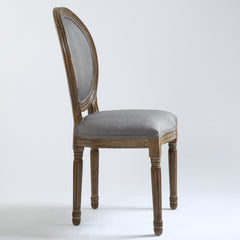 La chaise médaillon Louis XVI tissu gris clair vue de profil