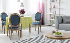 Lot de 2 chaises de style, chaise Louis XVI tissu bleu