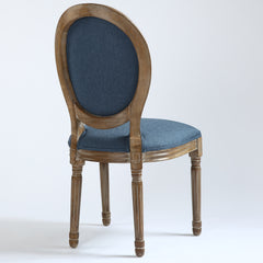 Chaise Louis XVI tissu bleu, chaise chic type médaillon