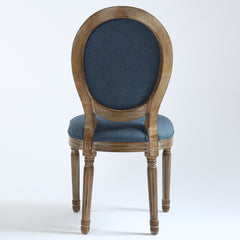 La chaise médaillon Louis XVI tissu bleu vue de dos