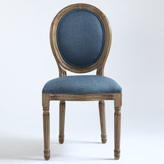La chaise médaillon Louis XVI tissu bleu vue de face