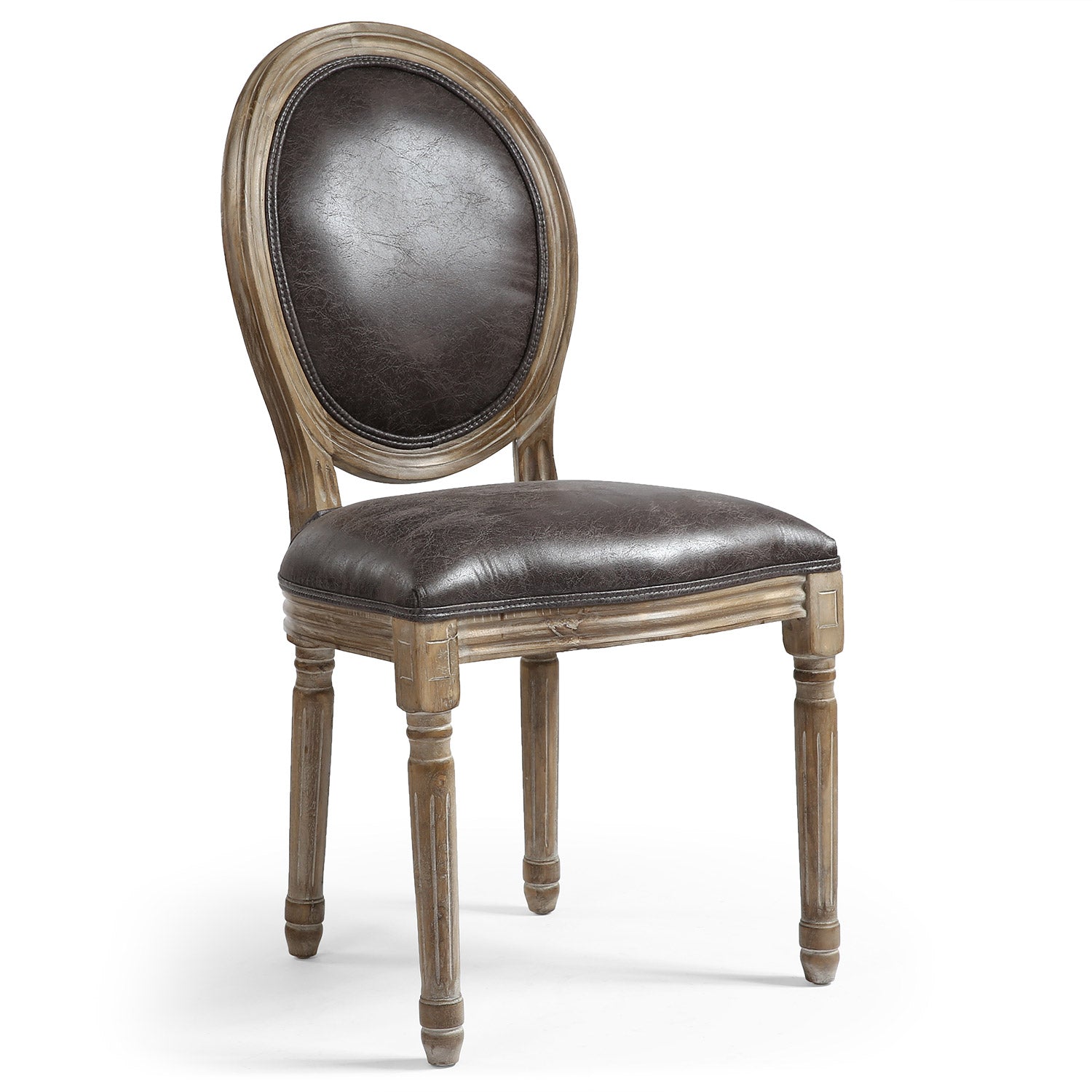 La chaise médaillon Louis XVI tissu peau animale marron
