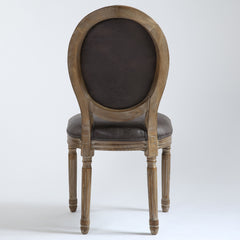 La chaise médaillon Louis XVI tissu effet peau animale marron vue de dos