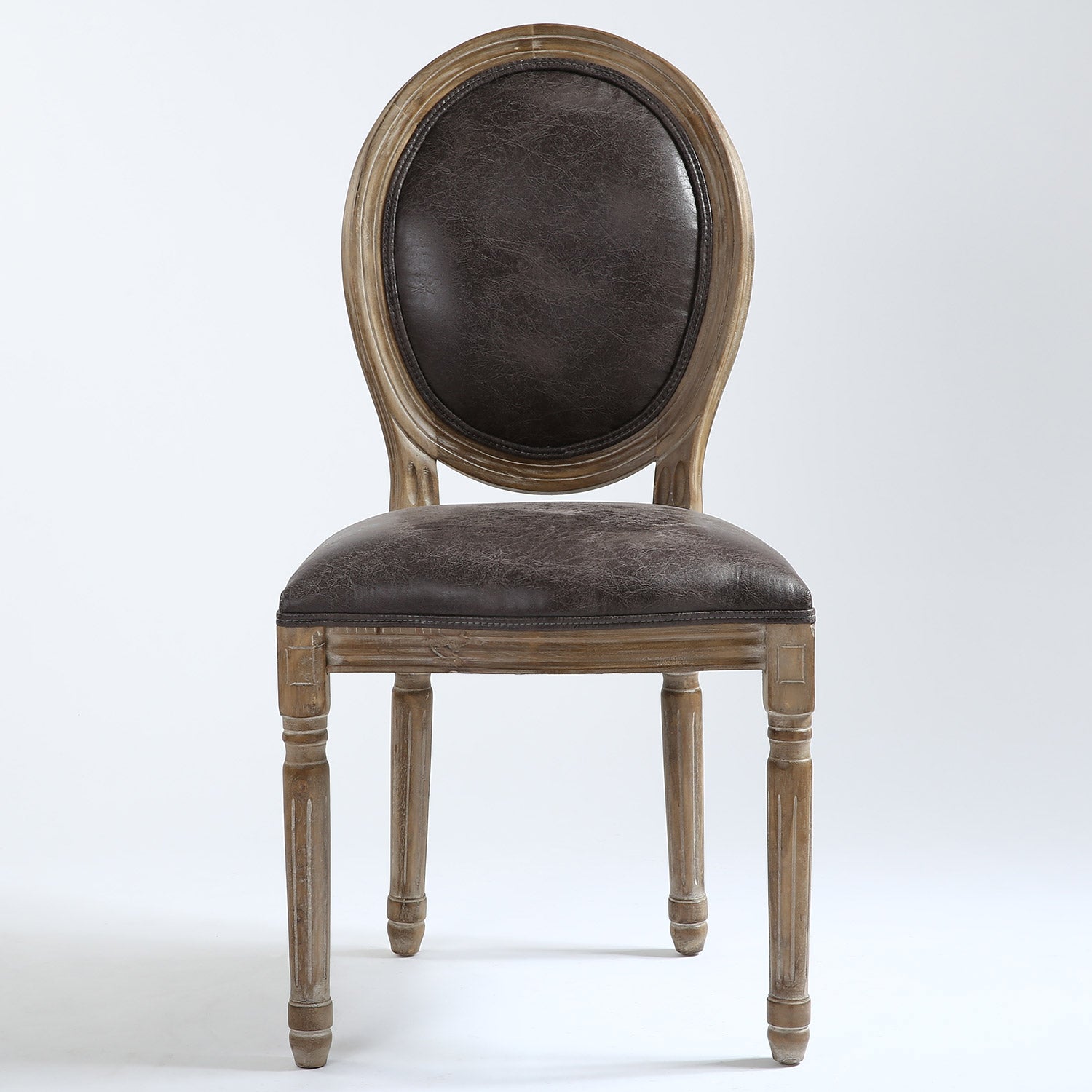 La chaise médaillon Louis XVI tissu effet peau animale marron vue de face