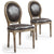 Ensemble de 2 chaises médaillon en tissu marron effet cuir vieilli