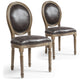 Ensemble de 2 chaises médaillon en tissu marron effet cuir vieilli