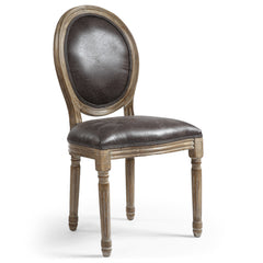 La chaise médaillon Louis XVI tissu peau animale marron