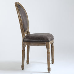 La chaise médaillon Louis XVI tissu effet peau animale marron vue de profil