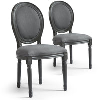 Ensemble de 2 chaises médaillon Louis XVI en tissu gris