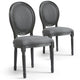 Ensemble de 2 chaises médaillon Louis XVI en tissu gris