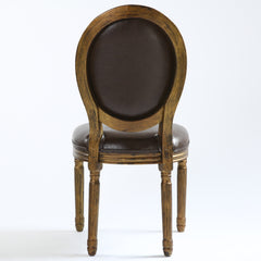 La chaise médaillon Louis XVI Simili (P.U) marron et bois patiné or vue de dos