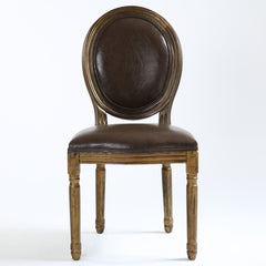 La chaise médaillon Louis XVI Simili (P.U) marron et bois patiné or vue de face