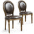 Ensemble de 2 chaises médaillon en simili cuir marron avec pieds en bois patiné or