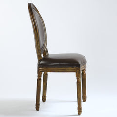 La chaise médaillon Louis XVI Simili (P.U) marron et bois patiné or vue de profil
