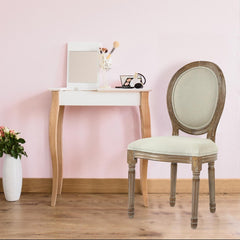 Lot de 2 chaises médaillon en tissu beige