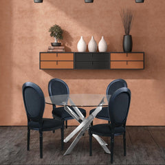 Lot de 2 chaises médaillon Royale Black Velours Noir