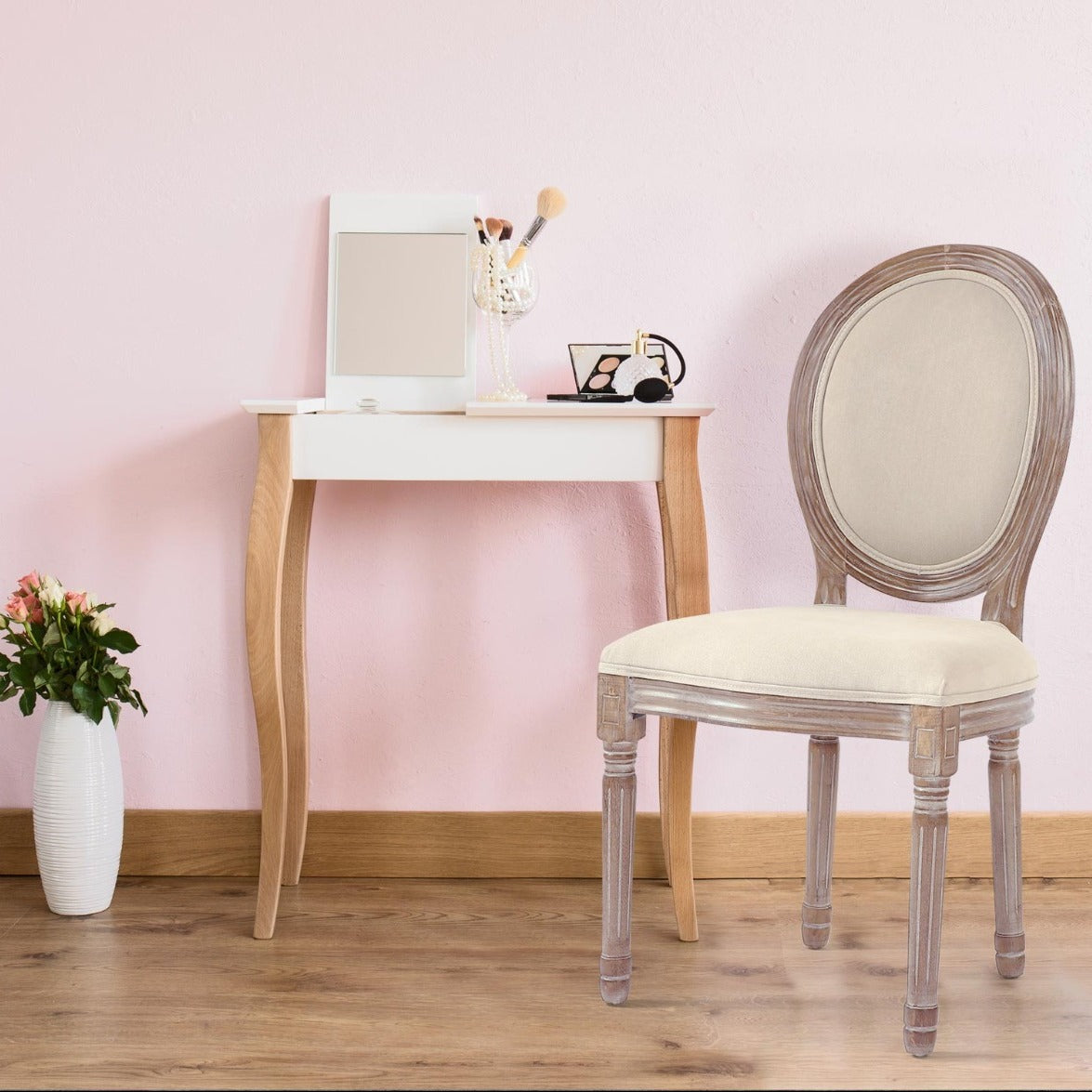 Lot de 20 chaises de style, chaises Louis XVI tissu beige