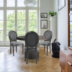 Ensemble de 2 chaises médaillon Louis XVI en tissu gris