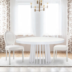 Lot de 2 chaises médaillon en simili cuir blanc