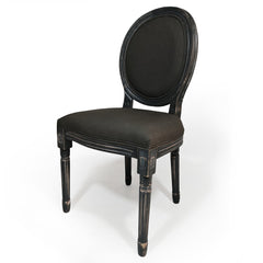Ensemble de 2 chaises médaillon en bois et tissu gris