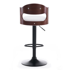 Lot de 2 chaises de bar Ruben Métal noir avec Bois noisette & Tissu bouclette Crème