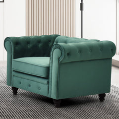 Grand fauteuil Chesterfield Velours Vert