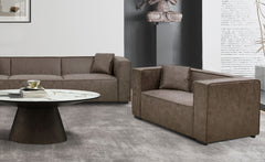 Fauteuil Bibe large tissu effet peau marron vintage