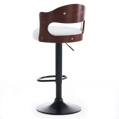 Lot de 2 chaises de bar Ruben Métal noir avec Bois noisette & Tissu bouclette Crème