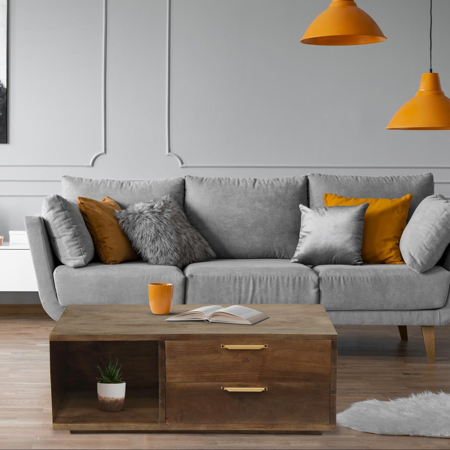 Tables basse Firmin Bois et Métal Or