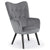 Fauteuil scandinave en velours gris avec dossier capitonné