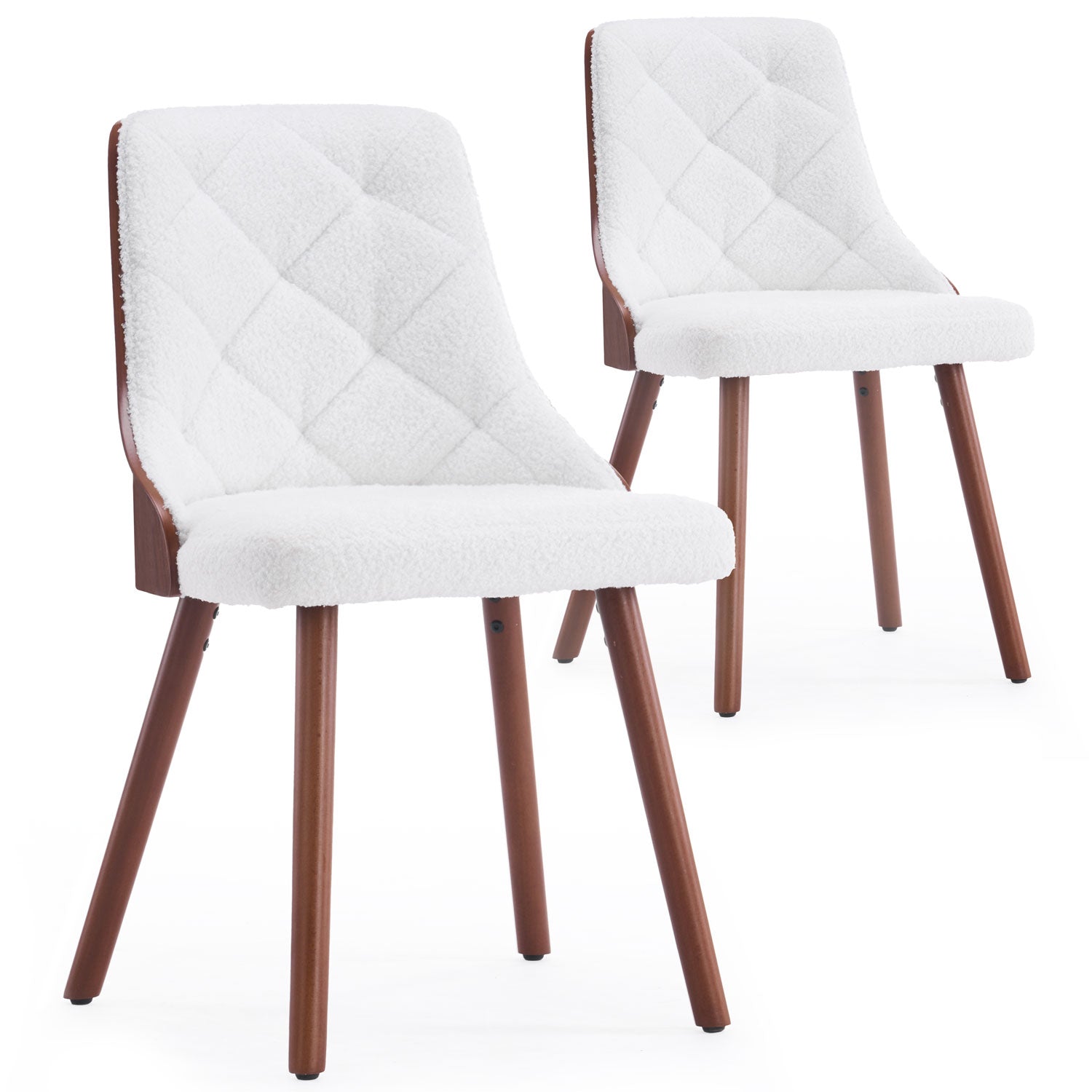 Lot de 2 chaises scandinaves Lalix Bois Noisette & Tissu bouclette Crème