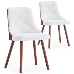 Lot de 2 chaises scandinaves Lalix Bois Noisette & Tissu bouclette Crème