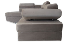 Canapé d'angle convertible Boldie en velours taupe