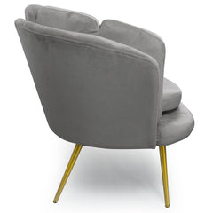 Canapé Arneris 3 places arrondi velours argent pieds or