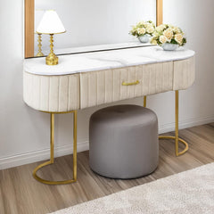 Coiffeuse 1 tiroir en velours beige Awzel