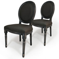Ensemble de 2 chaises médaillon en bois et tissu gris