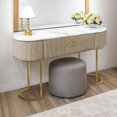 Coiffeuse en velours taupe Awzel avec 1 tiroir