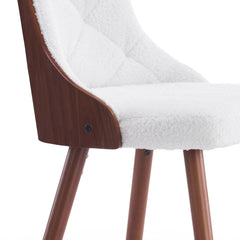 Lot de 2 chaises scandinaves Lalix Bois Noisette & Tissu bouclette Crème