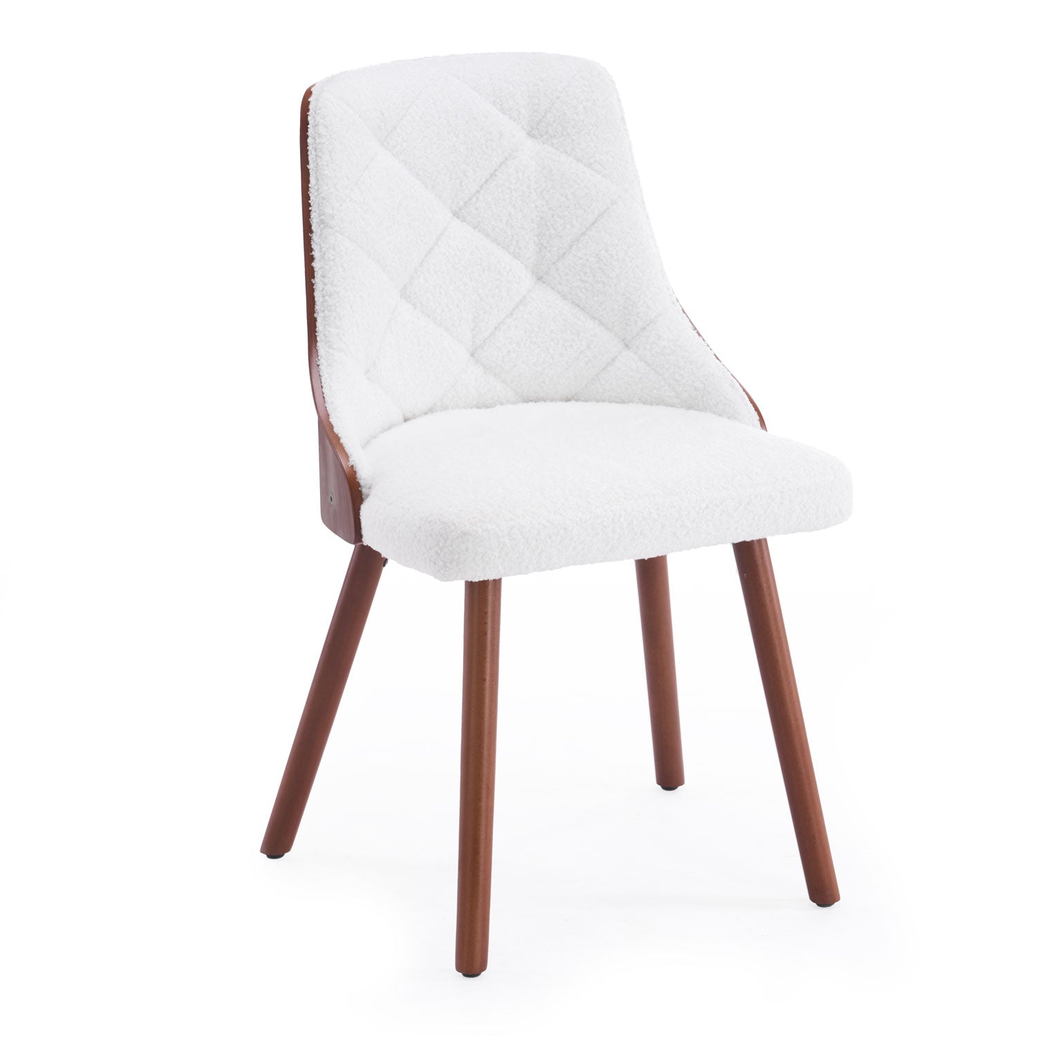 Lot de 2 chaises scandinaves Lalix Bois Noisette & Tissu bouclette Crème