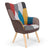 Fauteuil scandinave en tissu multicolore avec dossier capitonné