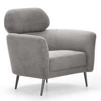 Fauteuil avec haut dossier en tissu doux gris