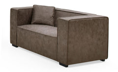 Fauteuil Bibe large tissu effet peau marron vintage