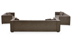 Fauteuil Bibe large tissu effet peau marron vintage