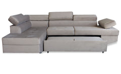 Canapé d'angle convertible Boldie en velours taupe