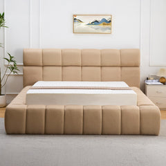 Lit coffre matelassé Carita 180x200cm tissu beige