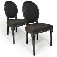 Ensemble de 2 chaises médaillon en bois et tissu gris