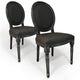 Ensemble de 2 chaises médaillon en bois et tissu gris