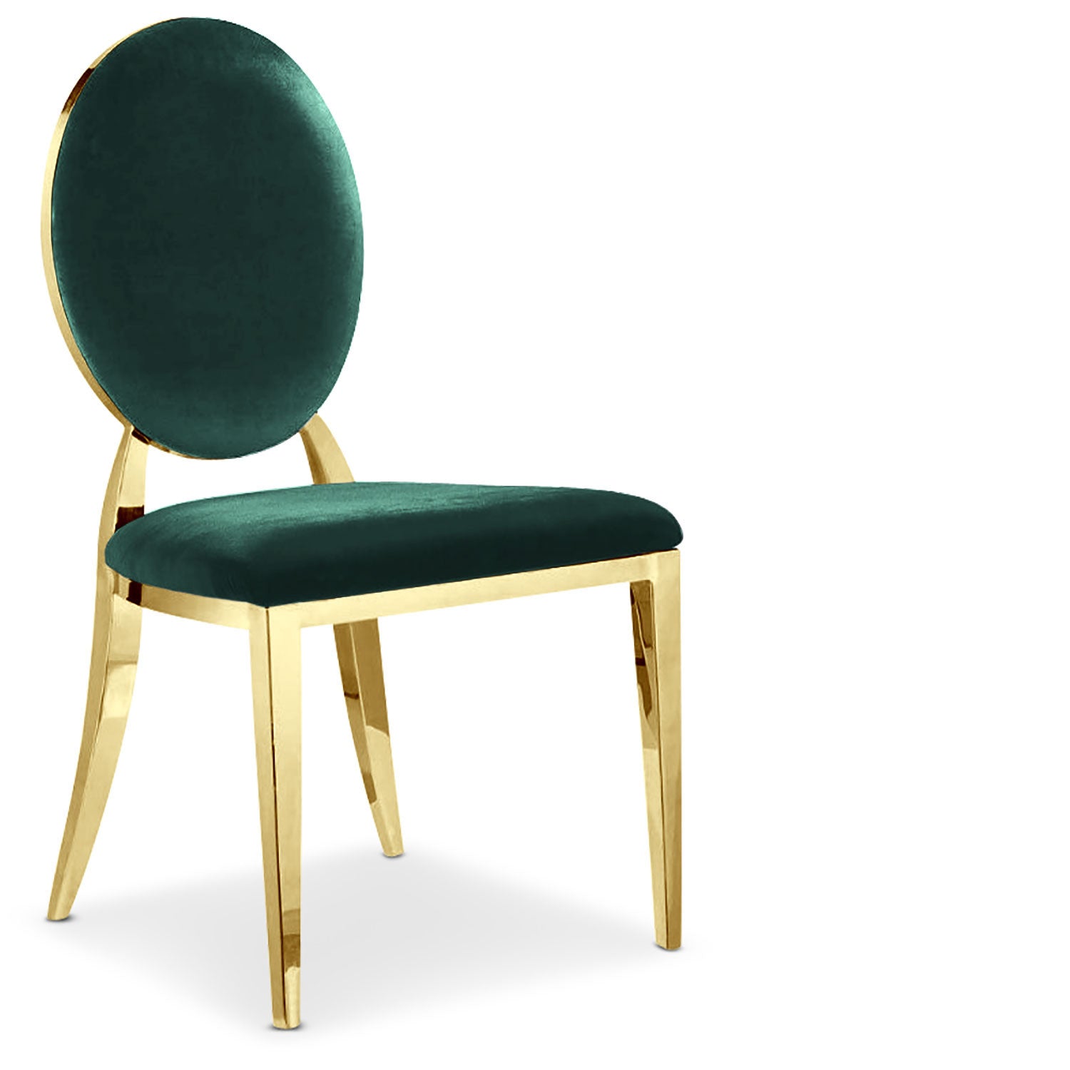 Lot de 8 chaises médaillon Sofia Pieds Or Velours Vert