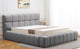 Lit-coffre Carita avec rebords matelassés en tissu gris foncé 180x200cm